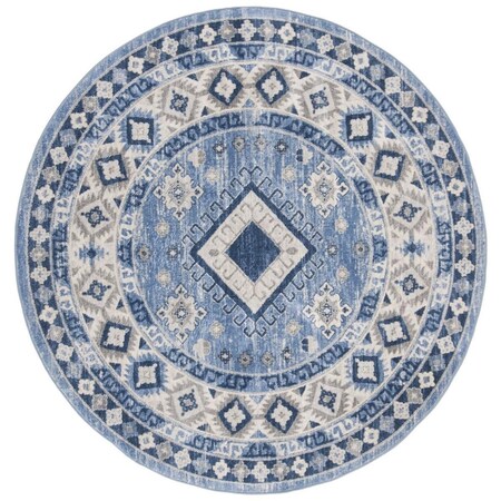 Safavieh 6 ft. 7 in. x 6 ft. 7 in. Kazak 100 Round Rug Blue & Creme KZK119D-7R
